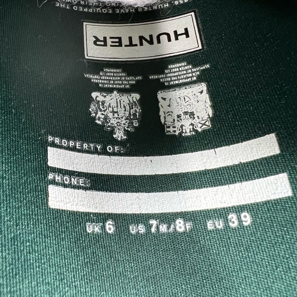 Hunter Original Tall Green Matte Rain Boots Size 7 Men / 8 Women - Picture 11 of 12